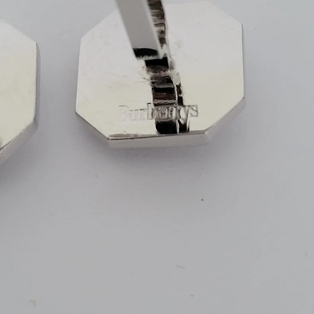 Burberrys Vintage Silver Tone Octagon Prorsum Knight Logo Cufflinks Mens Accesso